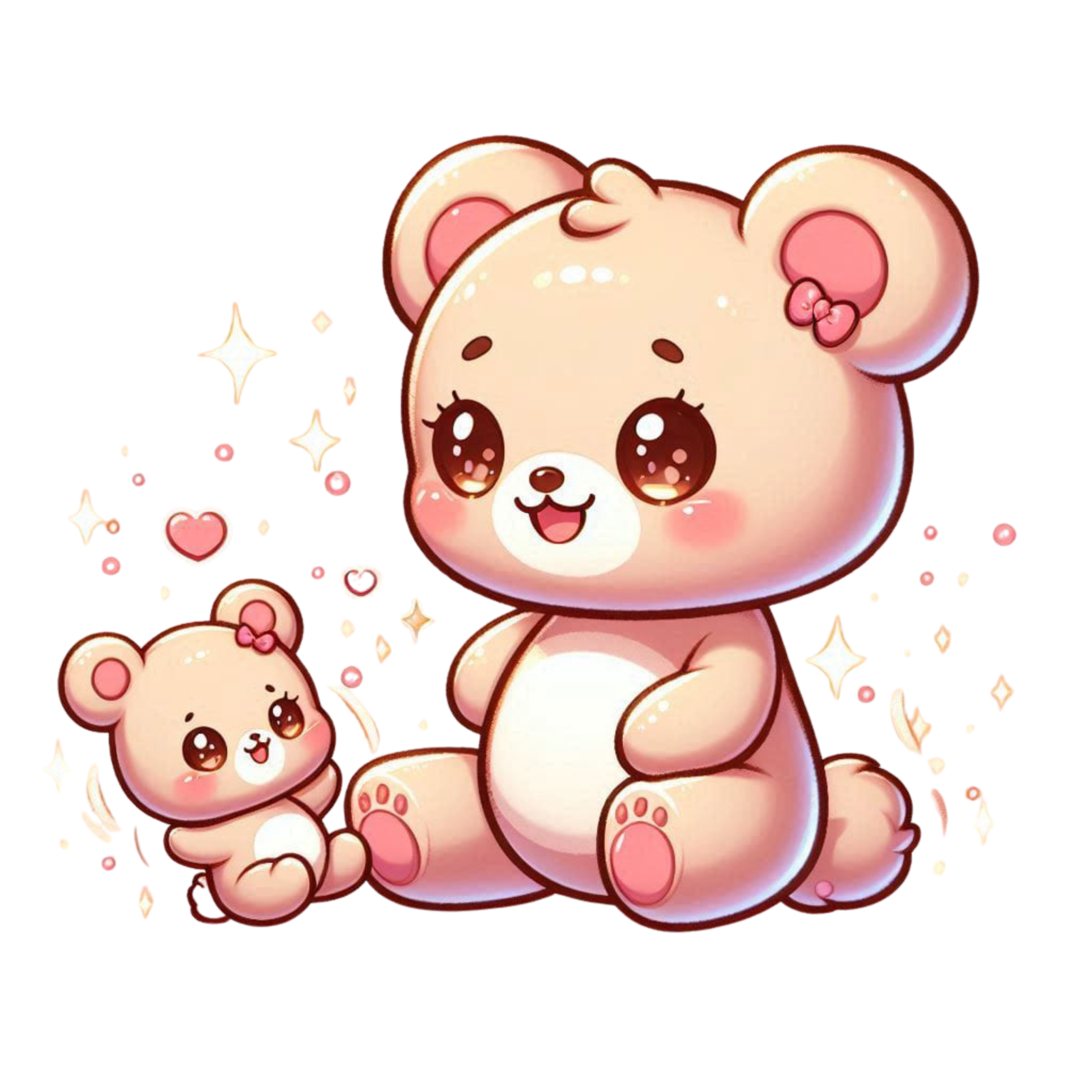 Cute Kawaii Teddy Bear Duo Sticker