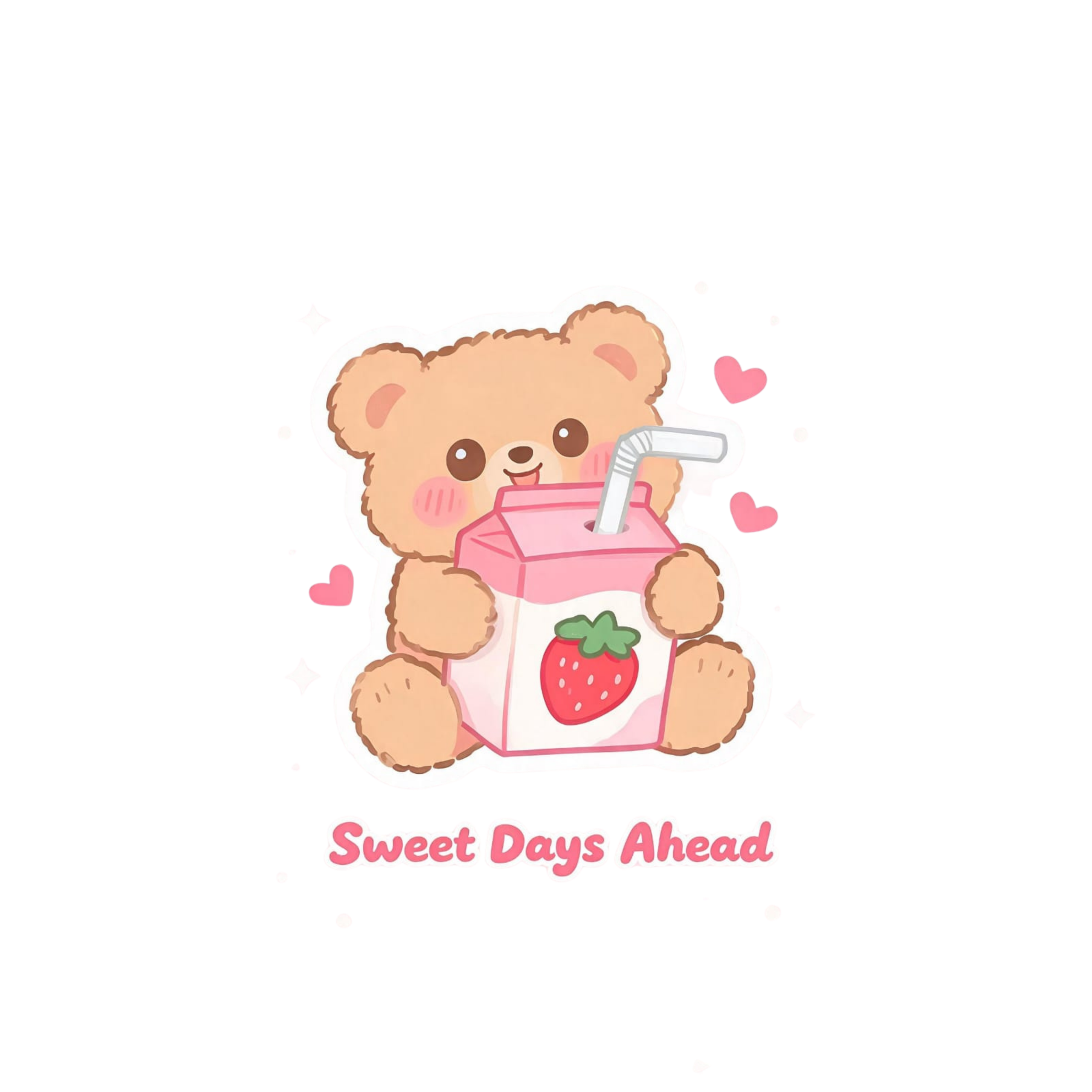 Sweet Days Ahead Cute Chibi Bear with Strawberry Milk Sticker - Image 5