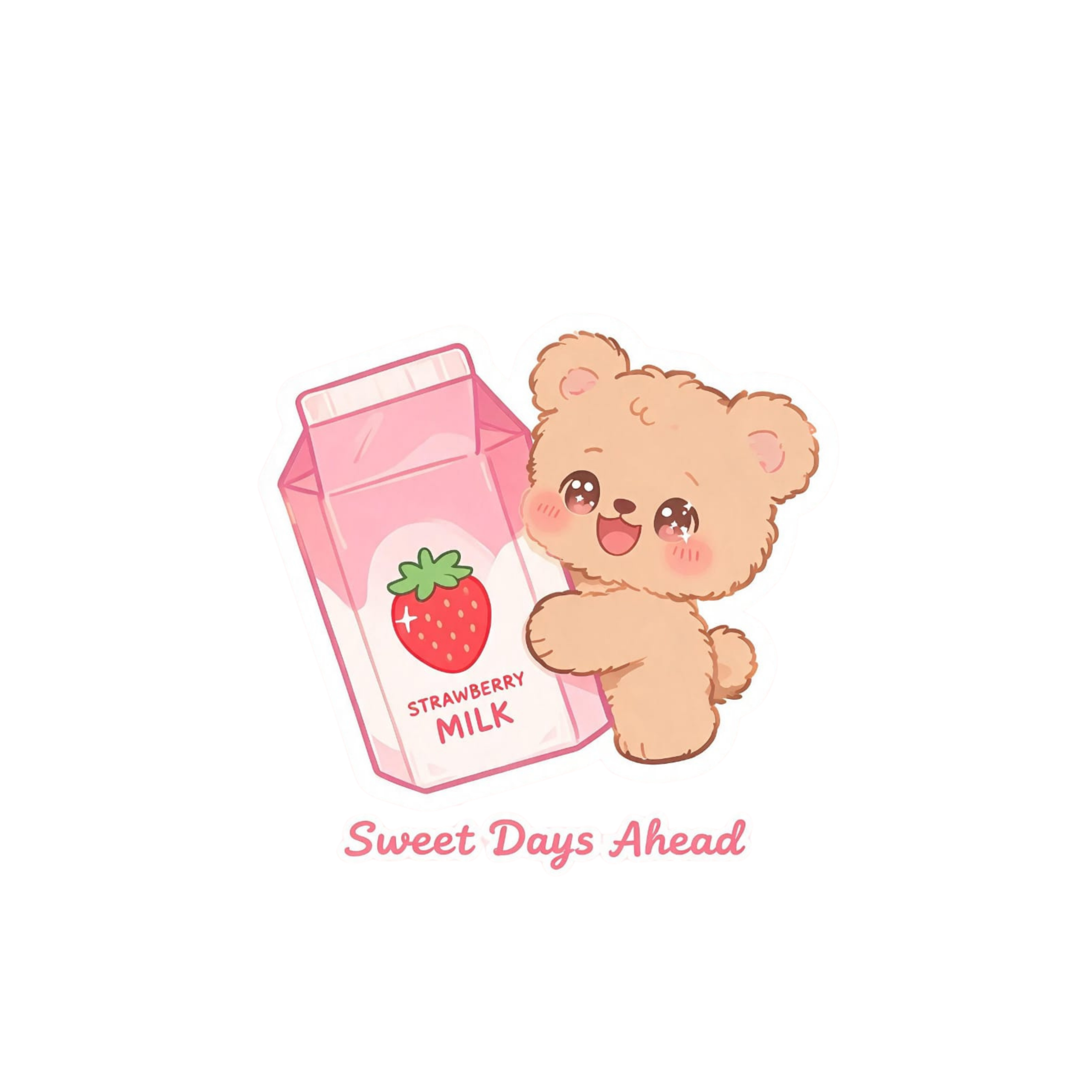 Sweet Days Ahead Cute Chibi Bear with Strawberry Milk Sticker (ST007) - Image 6