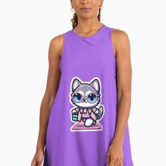 Husky fashion girl pink A line dress
