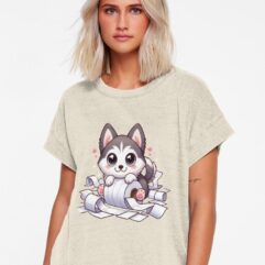 Cute Husky Toilet Paper Chaos relaxed T-shirt