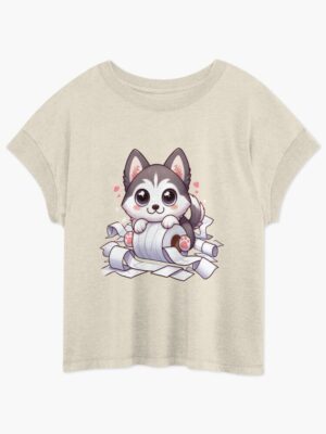 Cute Husky Toilet Paper Chaos relaxed T-shirt
