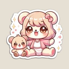 Pink-Kawaii-Bear-Girl-Magnet