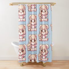 Kawaii Bear Girl shower curtain