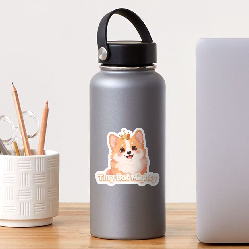 Tiny But Mighty Cute Corgi Crown sticker