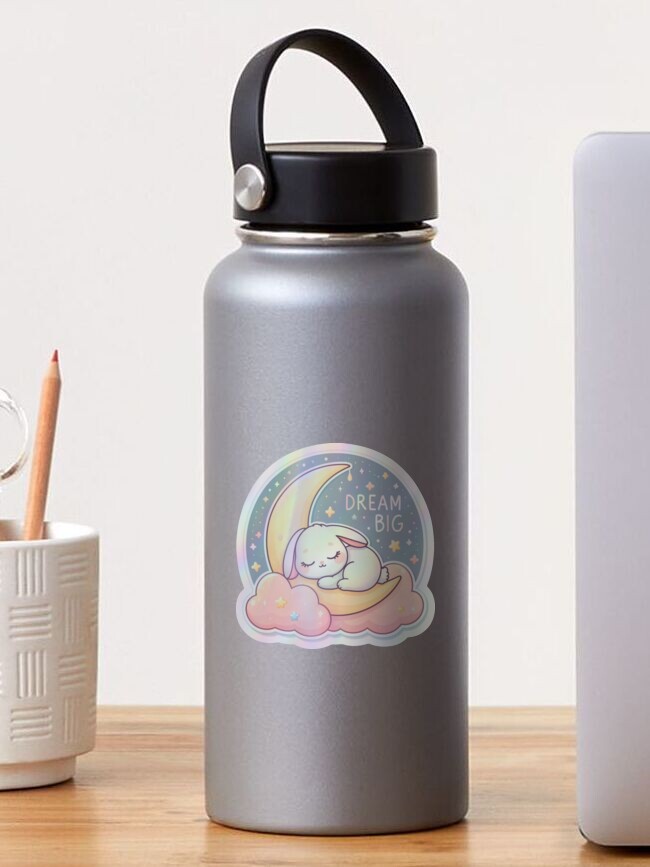 Sleeping bunny moon and star holographic Sticker