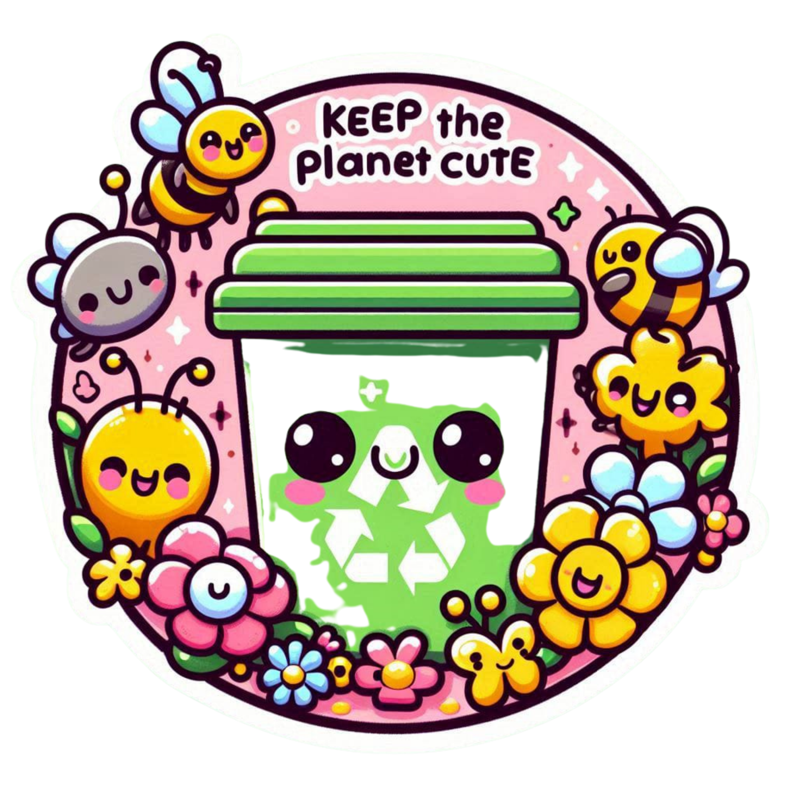 Kawaii recycling bin sticker