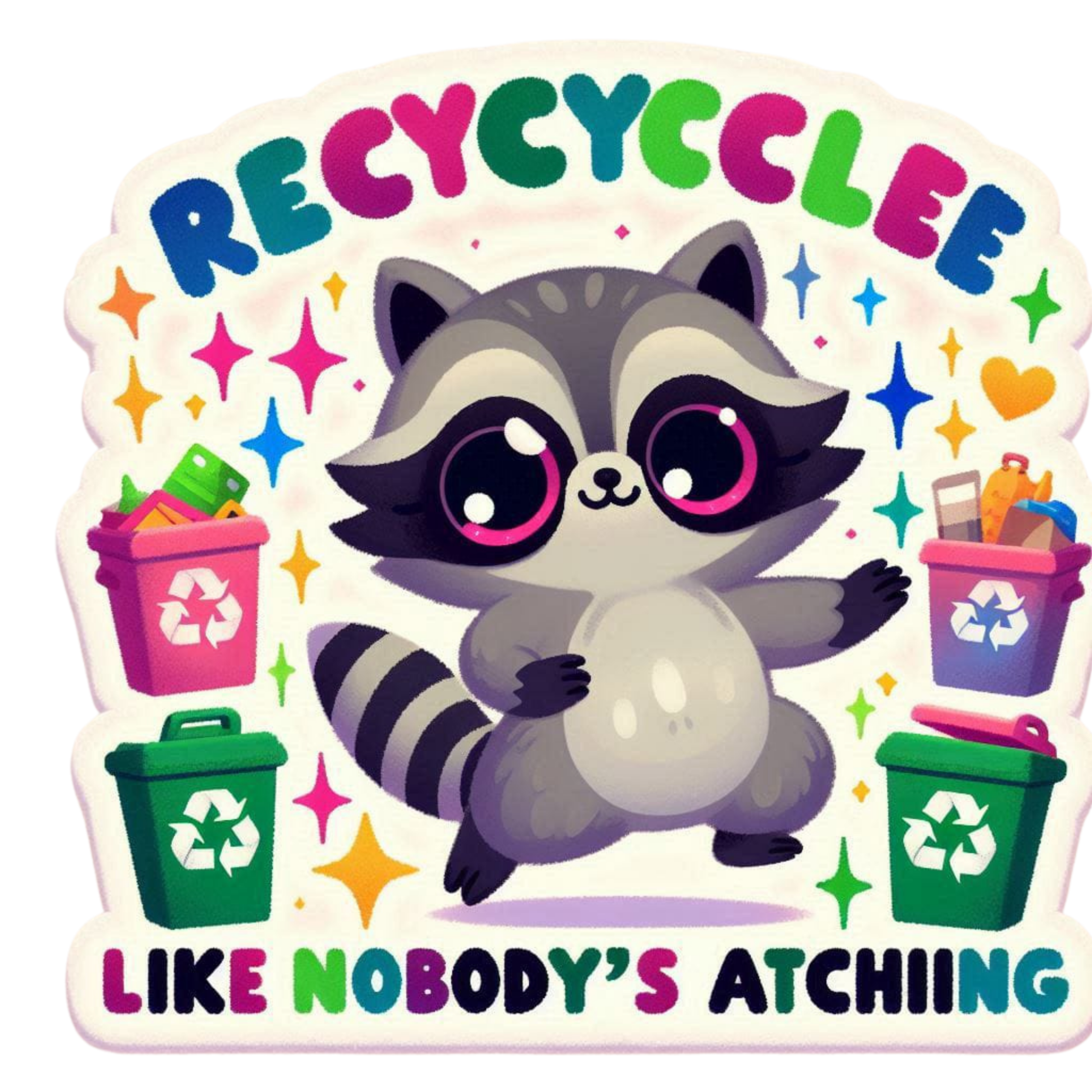 Recycle raccoon sticker