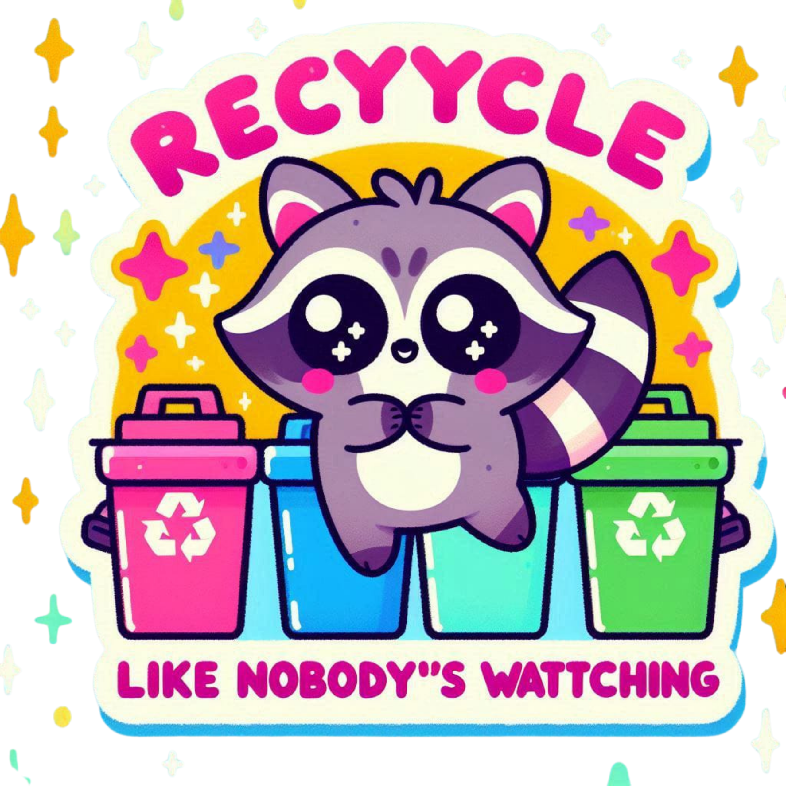 Recycle Like Nobody's Watching Raccoon Sticker