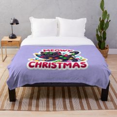 Meowy Christmas Black Cat throw Blanket