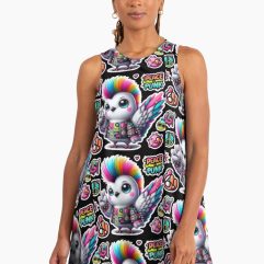 Cute Punk Bird Peace A-Line Dress