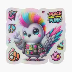Punk Bird Peace Holographic Sticker
