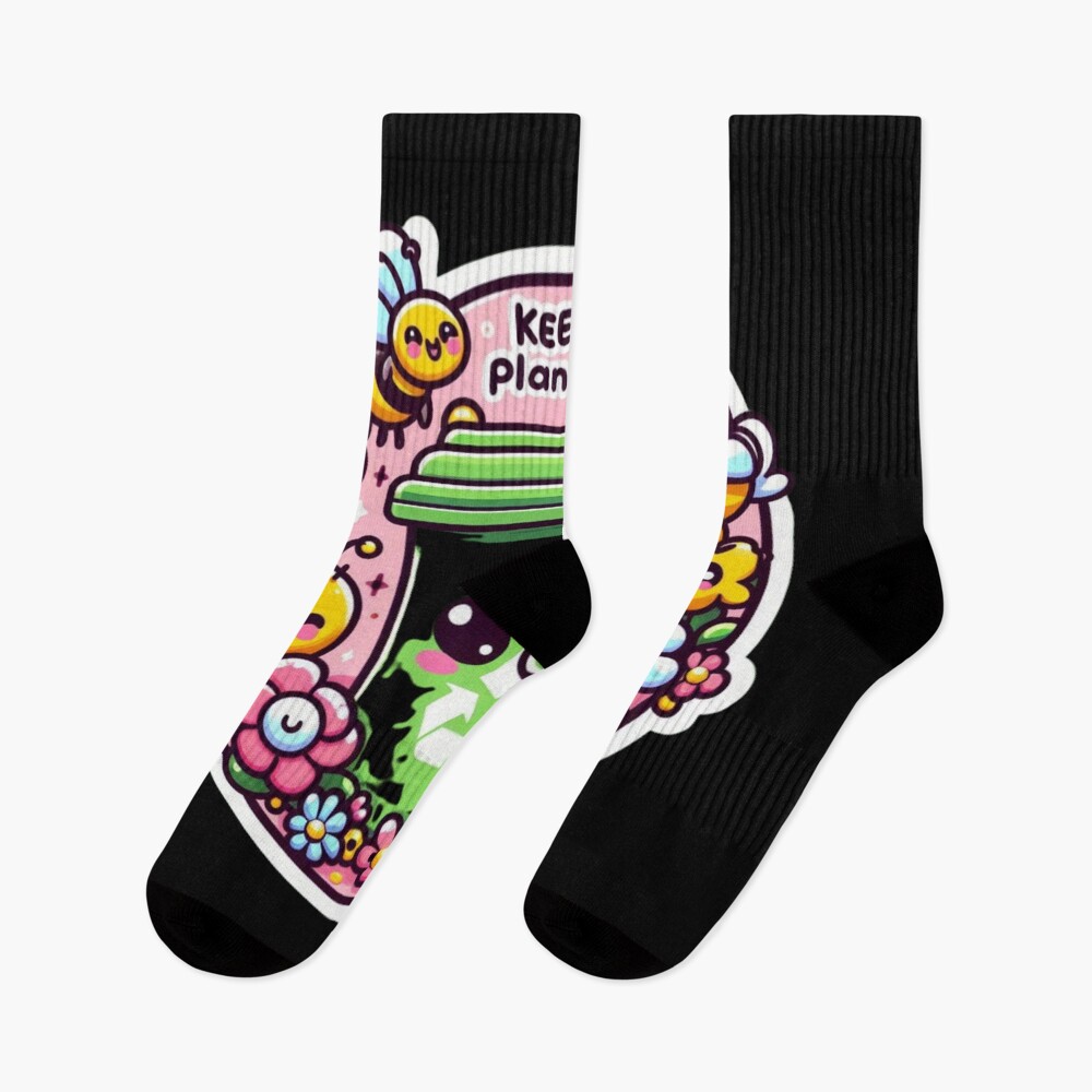 Kawaii recycling bin bees socks