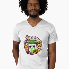 Kawaii recycling bin V-Neck T-Shirt