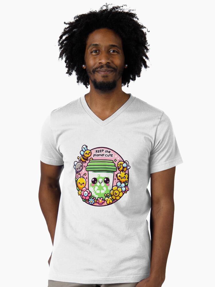 Kawaii recycling bin V-Neck T-Shirt