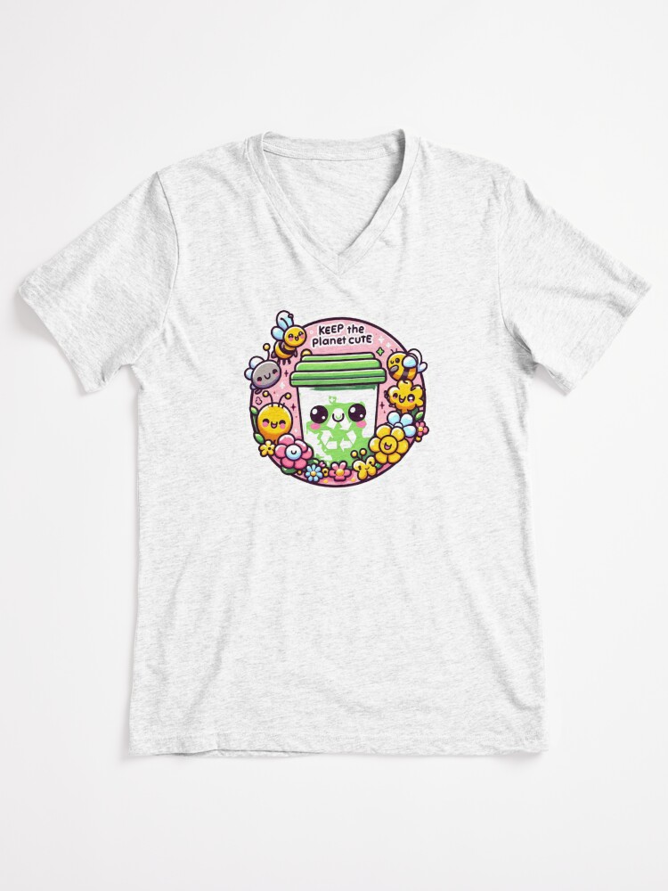 Kawaii recycling bin V-Neck T-Shirt