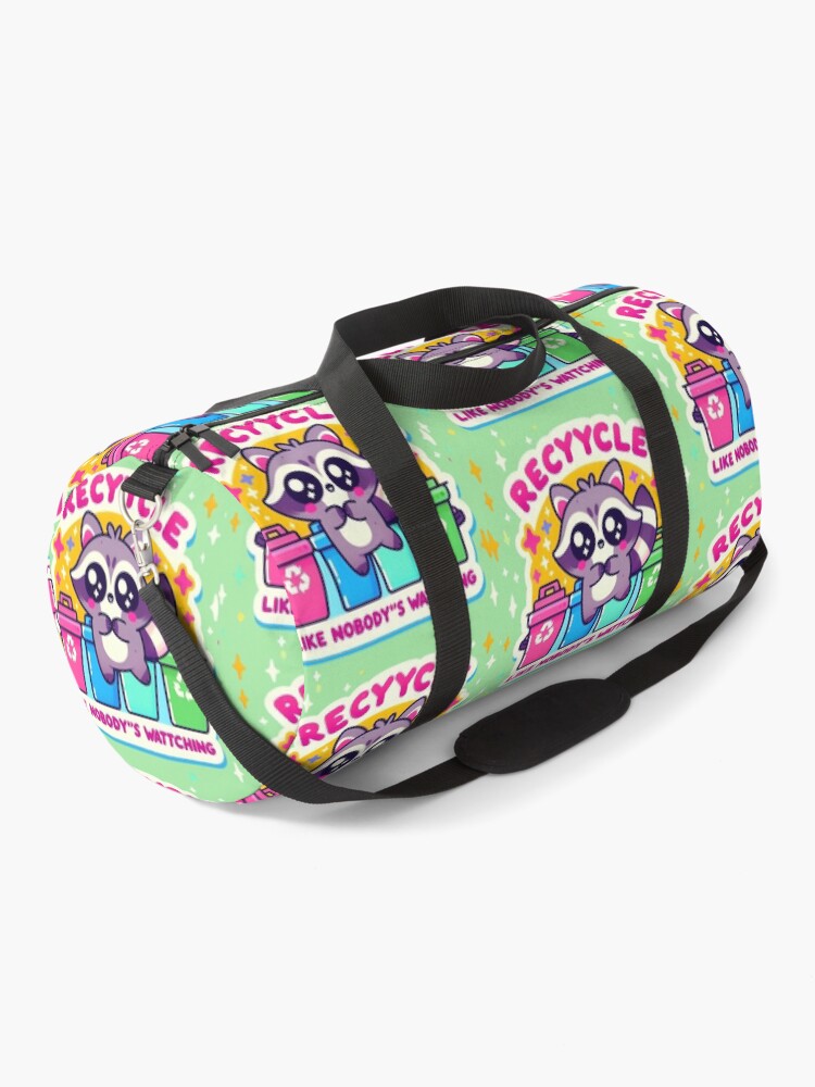 Recycle Like Nobody's Watching Raccoon Duffle Bag