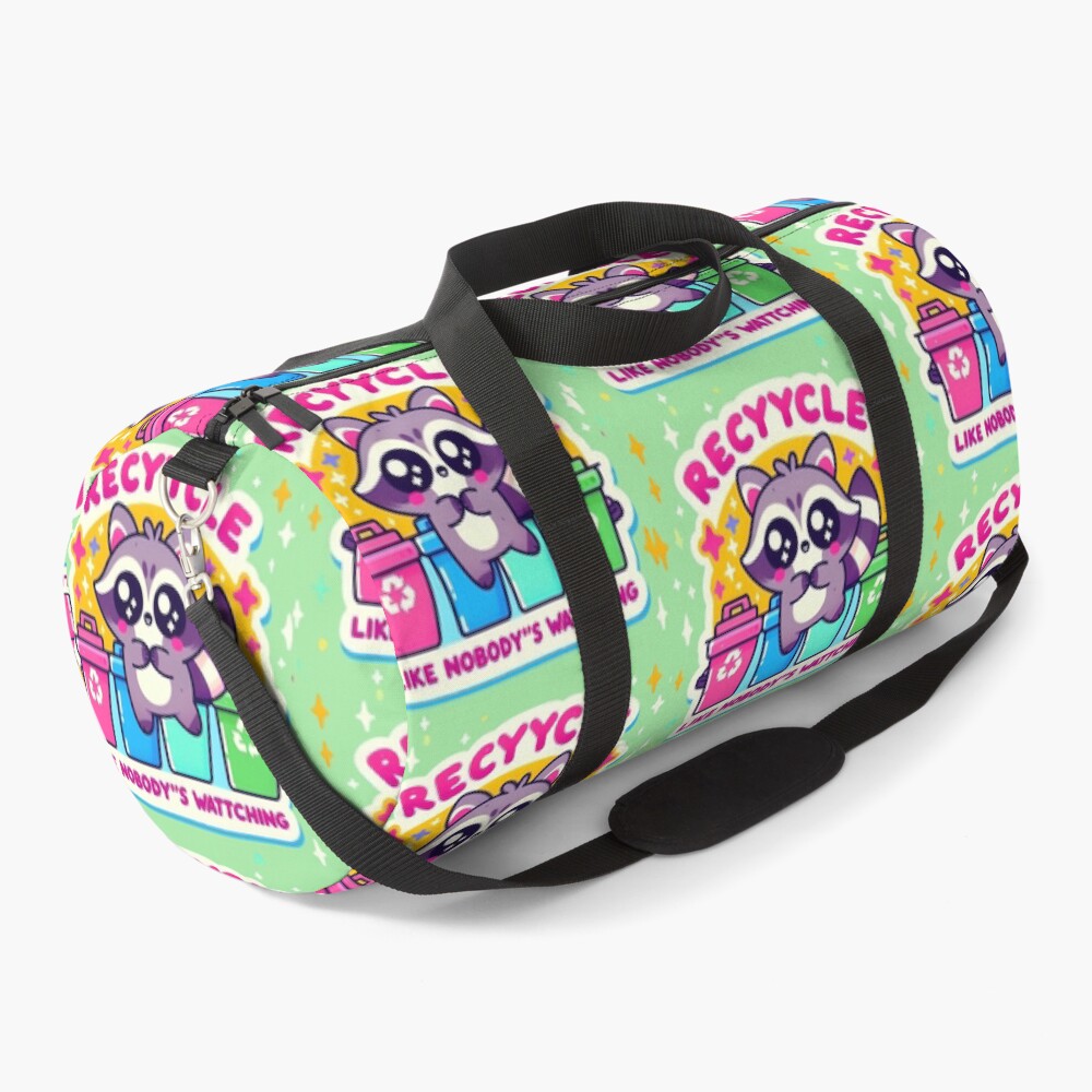 Recycle Like Nobody's Watching Raccoon Duffle Bag