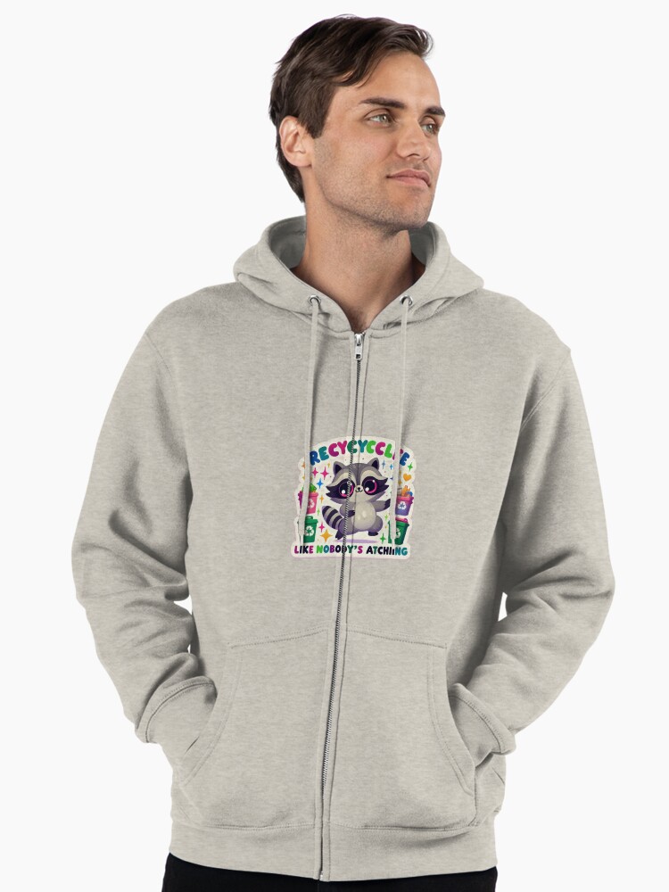 Recycle raccoon zipped hoodie