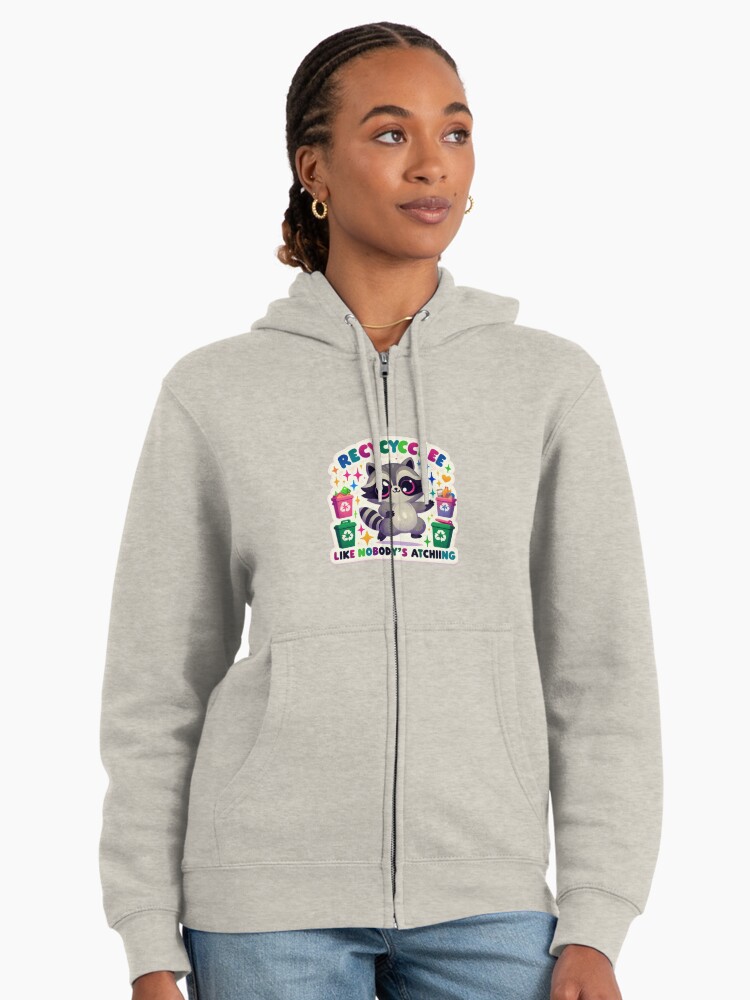 Recycle raccoon zipped hoodie