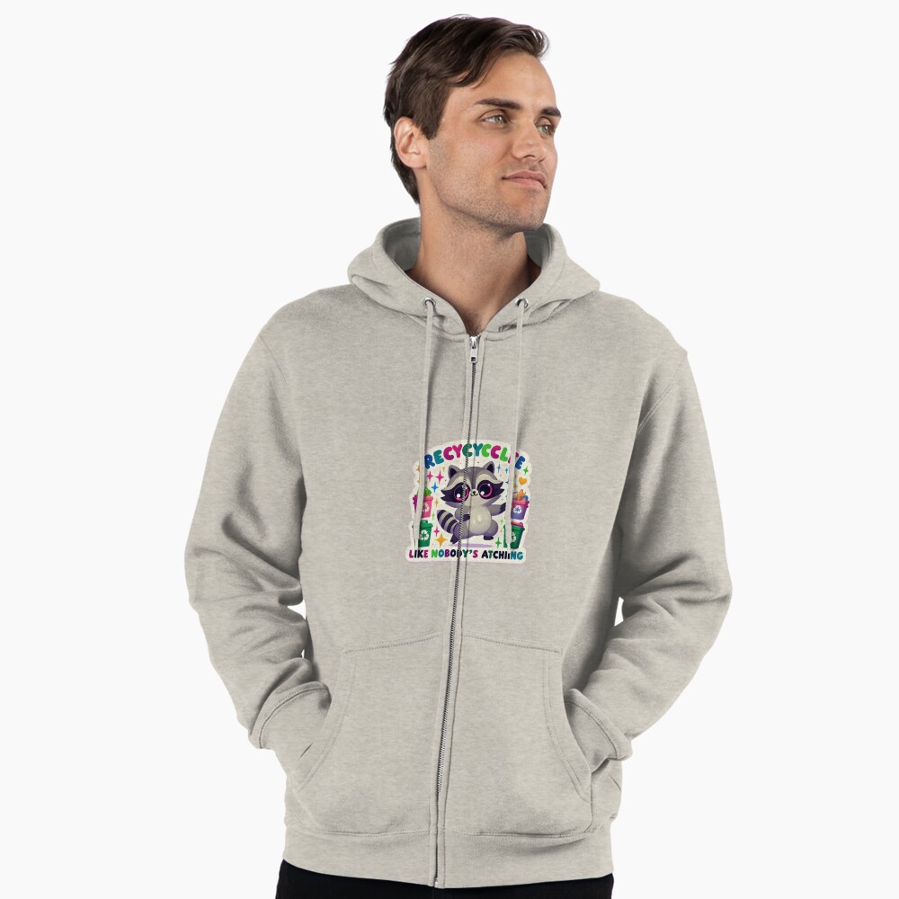 Recycle raccoon zipped hoodie