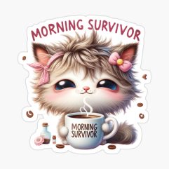 Morning Survivor Cute Coffee cat