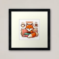 Fox book lover framed art print