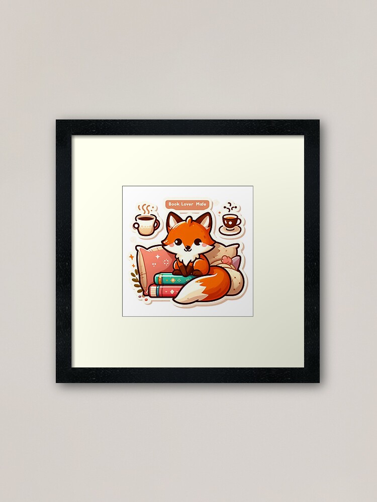 Fox book lover framed art print
