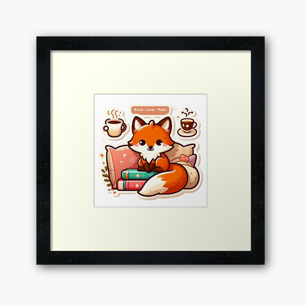 Fox Book Lover Framed art print