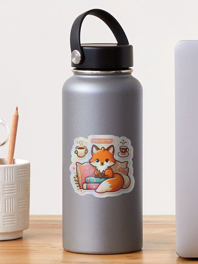 Cute Fox Book Lover Holographic Sticker
