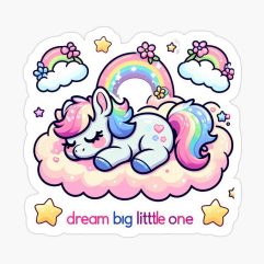 Dream Big Little One Sleeping Unicorn Sticker