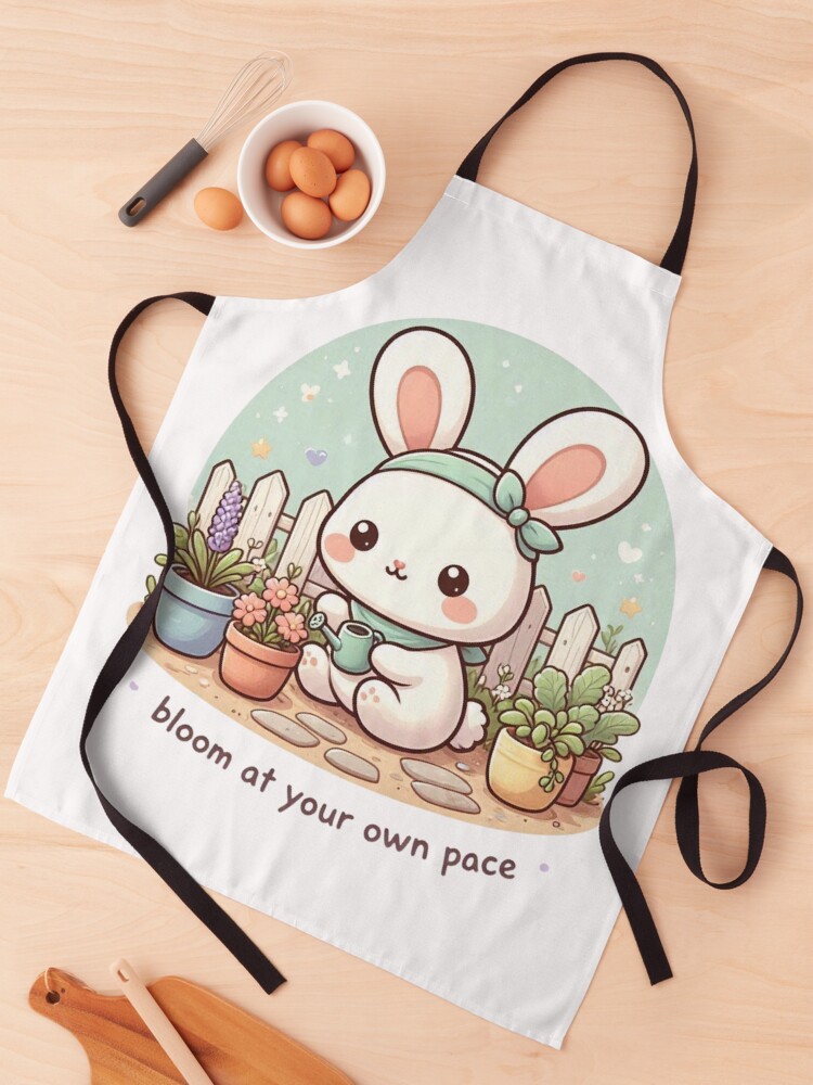 Bunny Gardening Bloom At Your Own Pace apron