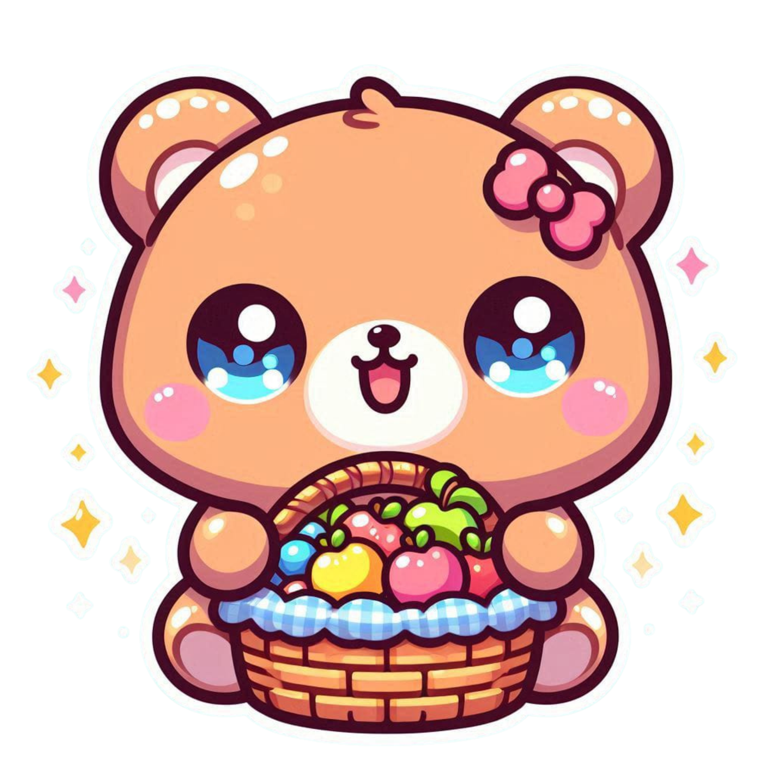 Bear with fruit basket sticker