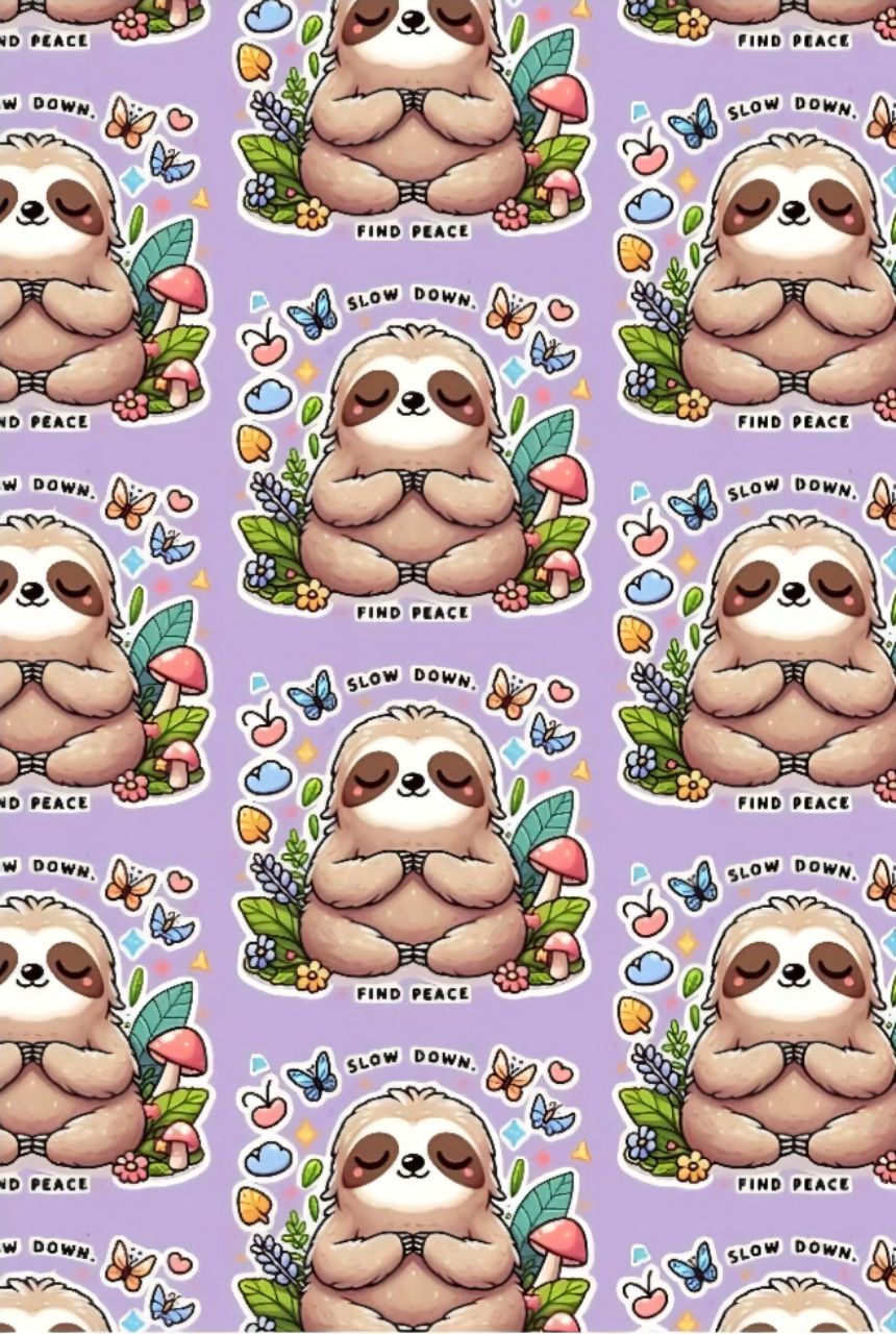 Cute Meditating Sloth-Slow Down Find Peace Kawaii Art Duffle Bag (A0014) - Image 4