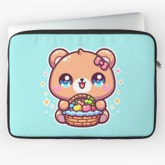 Bear with fruit basket laptop sleeve