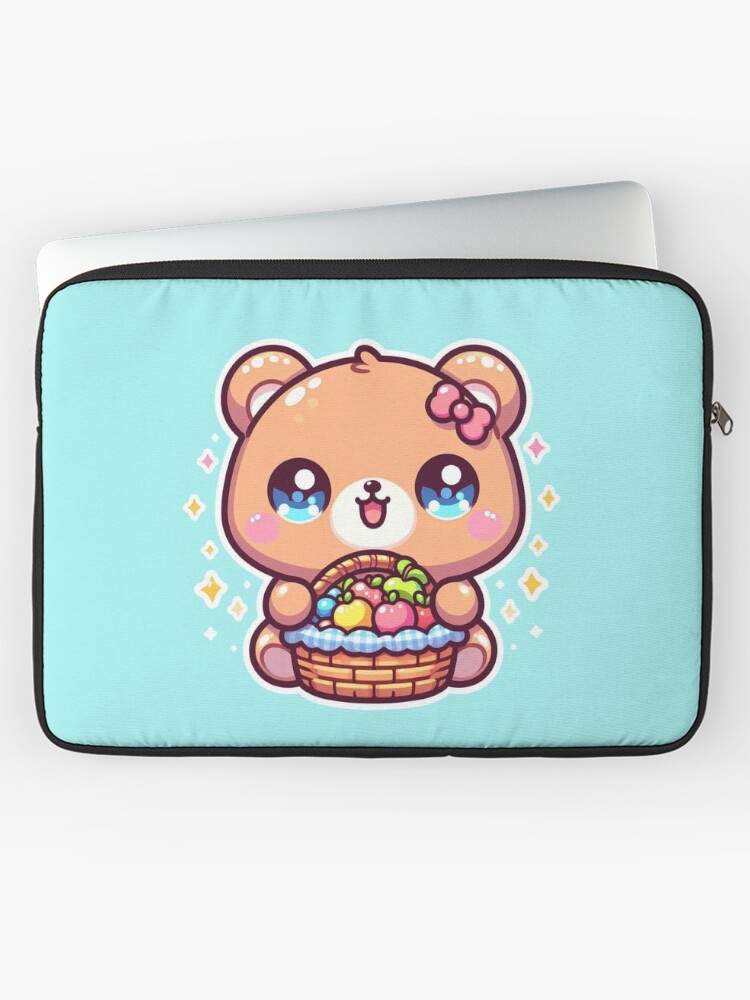 Bear with fruit basket laptop sleeve