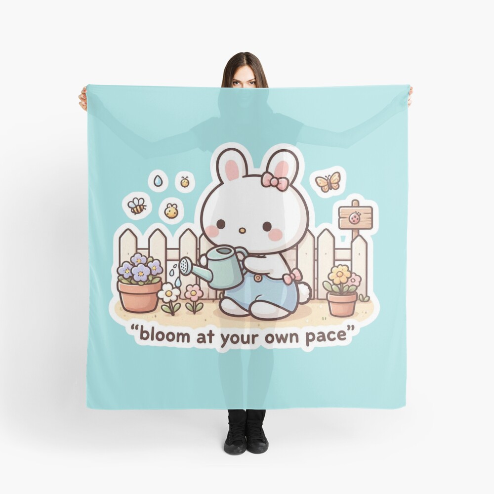 Bloom At Your Own Pace Cute Gardening Bunny Scarf