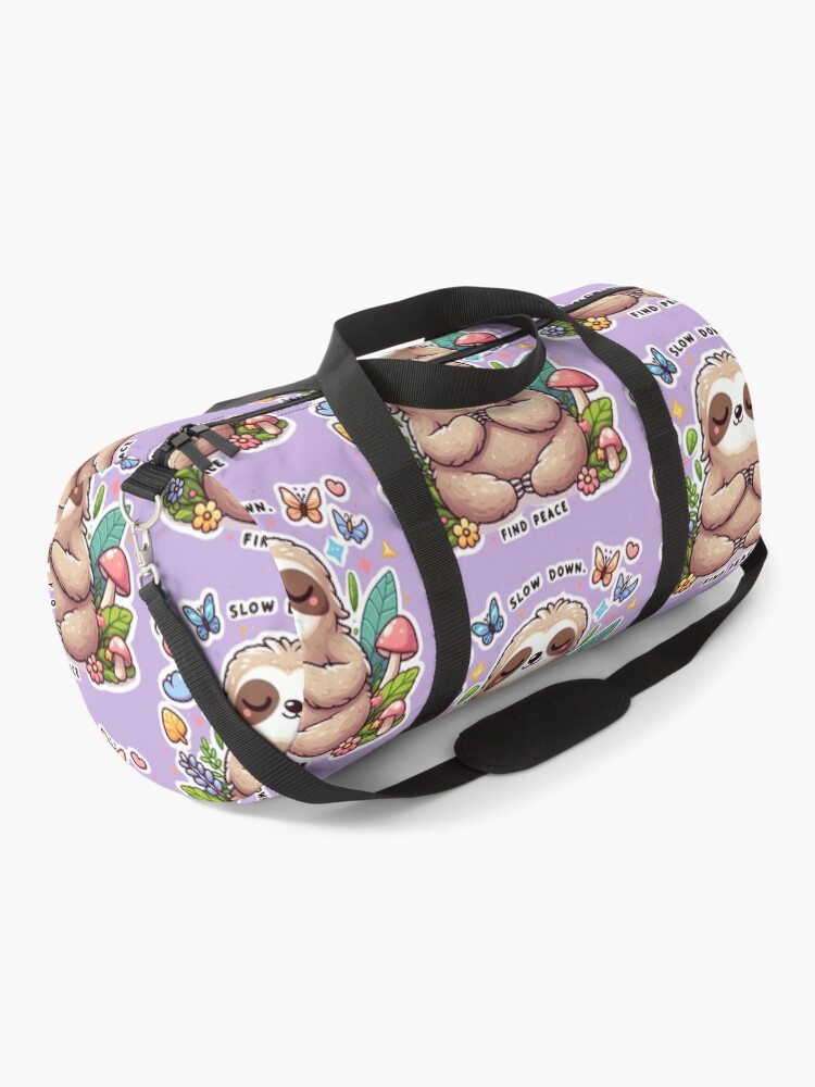 Slow down find peace duffle bag
