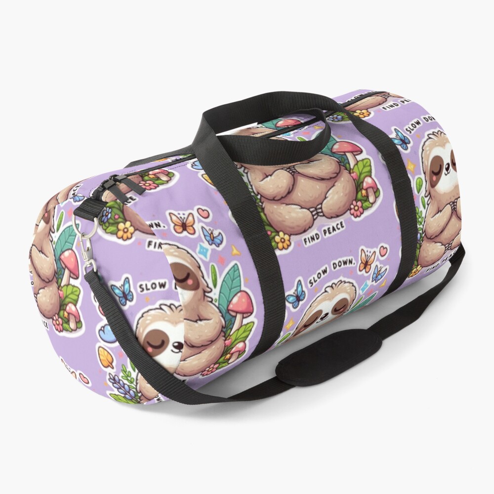 Slow down find peace duffle bag