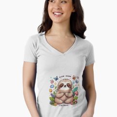Slow down find peace fitted V-neck T-shirts