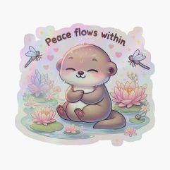 Peace Flows Within holographic sticker