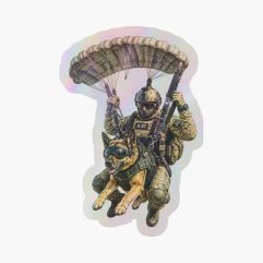 Tactical military paratrooper parachuting holographic sticker