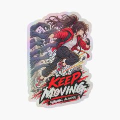 Keep Moving Forward Always Anime Holographic Sticker