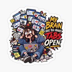 My Brain Has Too Many Tabs open Sticker