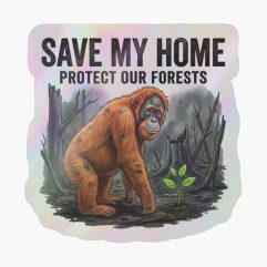 Save my home protect our forests holographic sticker