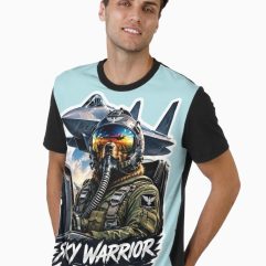 Bear sky warrior Fighter pilot Jet graphic t-shirt