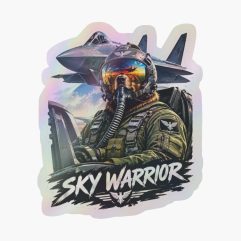 Bear sky warrior Fighter Jet holographic sticker