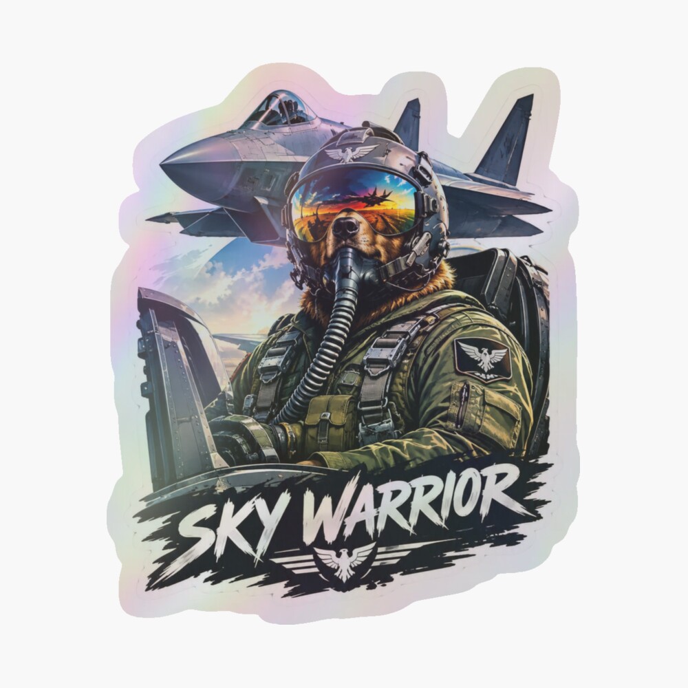 Bear sky warrior Fighter Jet holographic sticker
